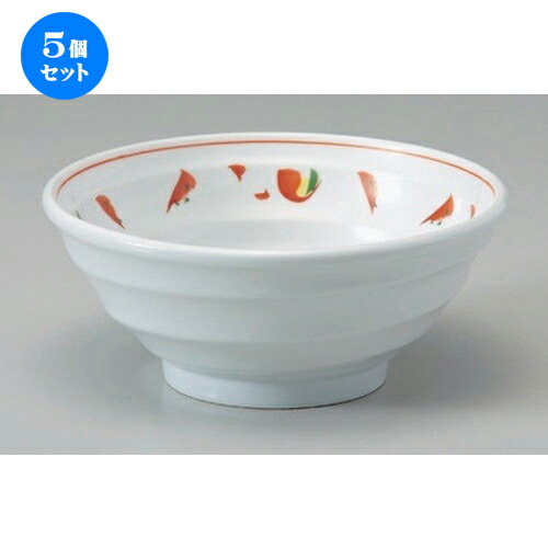 丼 人気定番の ラーメン どんぶり 丼ぶり 丼 600g 8cm X ウズ赤絵6 5丼 ラーメン鉢 5個セット チャーハン 贈答品 贈り物 誕生日 引き出物 プレゼント ギフト かわいい おしゃれ 器 うつわ カフェ 飲食店 業務用 中華食器 飯店 中華