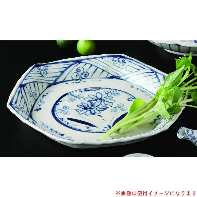 大皿 安南六角大皿 [品：大皿x1/29.3x27x4.1cm 箱：31x28.1x5.8cm] 1360ｇ 貼箱 美濃焼 【食器 引出物 内祝い おしゃれ】