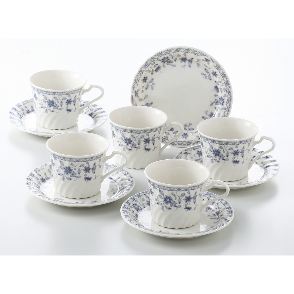 ☆ コーヒーカップ ☆ トリノコーヒーセット [品 : カップ x 5/R8.5 x 6.5cm・200ccソーサー x 5/R14.5 x 2cm 箱 : 31 x 25.3 x 8.7cm 1600g] [ 磁器 美濃焼 化粧箱 ] | ギフト プレゼント 贈り物 贈答品 結婚祝い 引き出物 内祝い 誕生日
