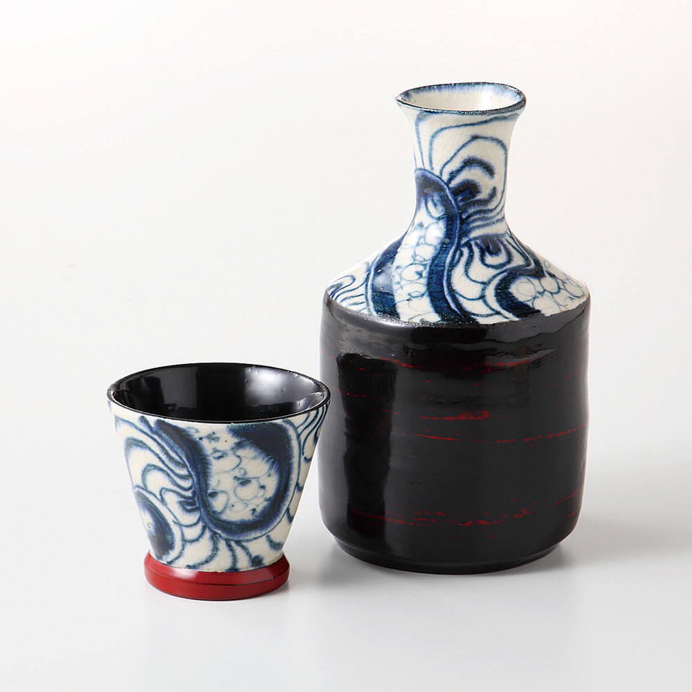 ☆ 酒器セット ☆ 漆陶そう吉 酒器セット 渦絞曙(黒) [ 品