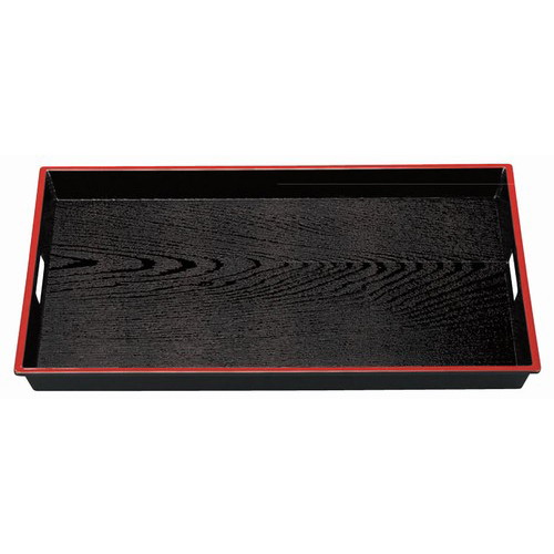 運び盆 2尺ABS木目脇取盆黒天朱 [60.6 x 39.3 x 4.5cm] ABS樹脂 (7-117-3) 【料亭 旅館 和食器 飲食店 業務用】