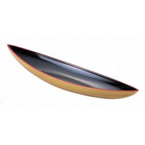 盛器 尺5寸笹舟盛器 白木内黒天朱 [45 x 16 x 5cm] 熱硬化性樹脂(メラミンまたはユリア樹脂) (7-698-6)  | 盛り皿 盛皿 人気 おすすめ フルーツ皿 パーティー 食器 業務用 飲食店 カフェ うつわ 器 ギフト プレゼント 引き出物 誕生日 贈り物 贈答品 おしゃれ かわいい
