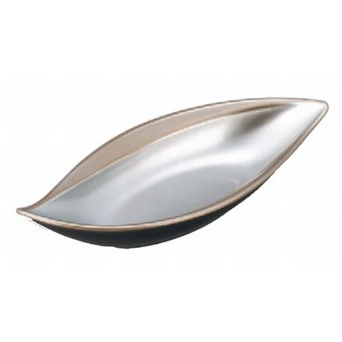 盛器 (小)しずく鉢銀紗裏黒塗 [26.8 x 12.5 x 4.2cm] 熱硬化特殊樹脂 食洗機可 (7-697-10) | 変形皿 お皿 和皿 人気 おすすめ 食器 業務用 飲食店 カフェ うつわ 器 おしゃれ ギフト プレゼント 引き出物 内祝い 結婚祝い 誕生日 贈り物 贈答品