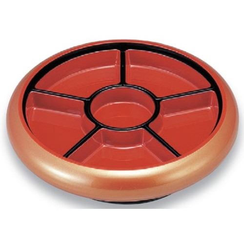 バイキング盛器 尺2寸S.D.X回転盛桶 金王内黒 仕切朱天黒付 [40.3φ x 12.2cm] ABS樹脂 (7-616-7) | 変形皿 お皿 和皿 人気 おすすめ 食器 業務用 飲食店 カフェ うつわ 器 おしゃれ ギフト プレゼント 引き出物 内祝い 結婚祝い 誕生日 贈り物 贈答品
