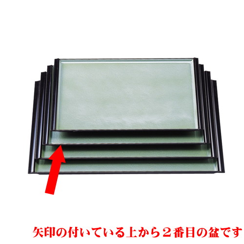 お盆 珠敷盆ｸﾞﾘｰﾝ雲流尺3寸 ﾉﾝｽﾘｯﾌﾟ加工 [39.1 x 28.5 x 1.7cm] ABS樹脂 (7-33-8) | お盆 トレー トレイ おぼん 食器 業務用 配膳 プレゼント ギフト 結婚祝い 引き出物 内祝い 開店祝い 退職祝い せともの 瀬戸物 贈答品 贈り物 人気 通販