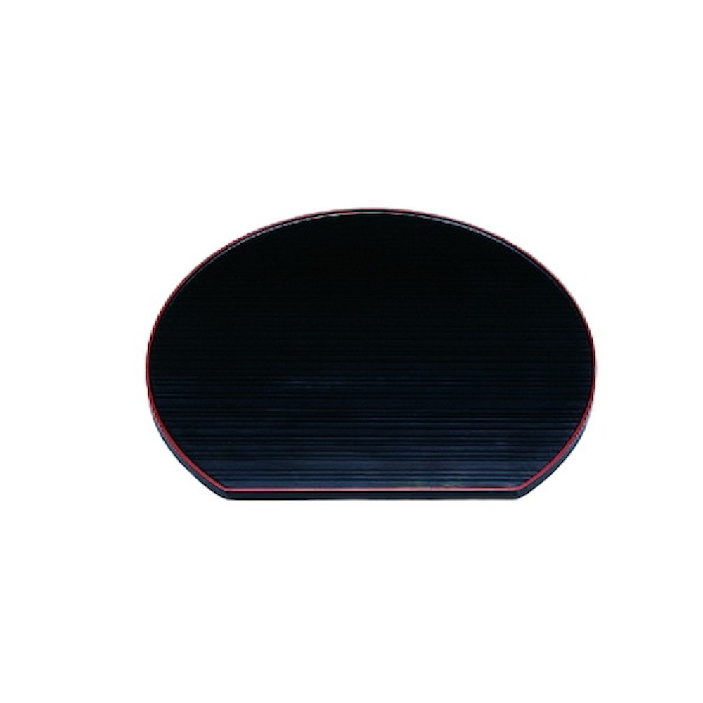 切立半月盆　黒千筋天朱　尺２寸 [36×32×1.6cm] | 業務用 おしゃれ かわいい かっこいい シンプル モダン お盆 懐石料理 定食 ホテル カフェ