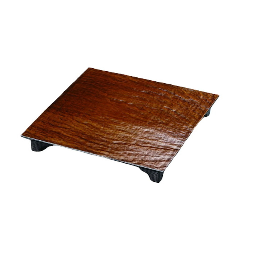 アース角足付プレート 栃刷毛目底黒塗 [26.9×26.9×3.7cm] | 懐石料理 業務用 おしゃれ かわいい 定食 盛器おすすめ