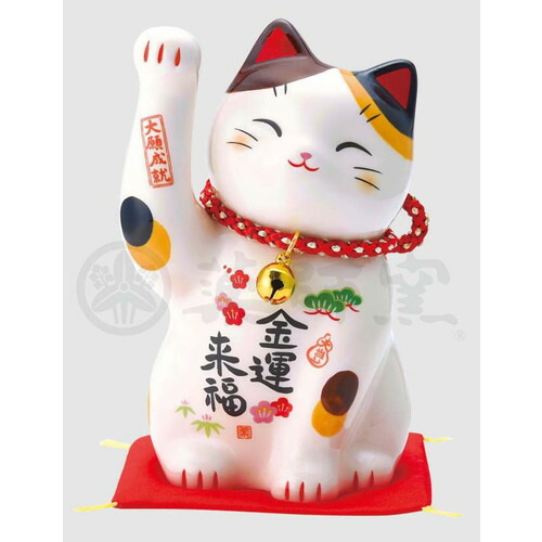 【楽天市場】招き猫 彩絵金運来福招き猫 (鈴付・中) [高さ 12cm] 招き猫 ねこ cat 縁起物 お土産 かわいい おしゃれ 飾り