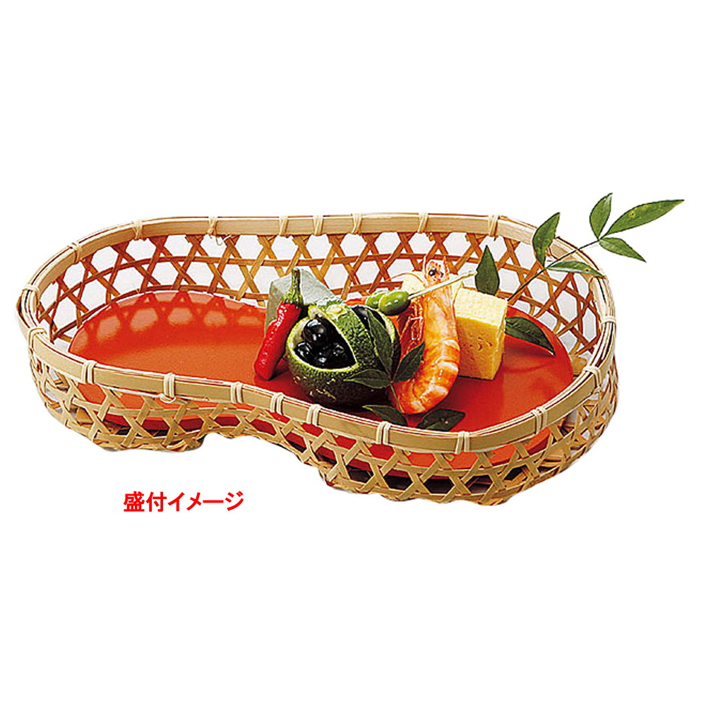 ひさご料理篭 (塗板付) [ 約26.5 x 17 x H5cm ] 竹製品 | ざる かご 籠 盛器 演出 プレゼント ギフト 結婚祝い 引き出物 内祝い 開店祝い 退職祝い せともの 瀬戸物 贈答品 贈り物 人気 通販 おしゃれ かわいい 業務用 飲食店 旅館 料亭
