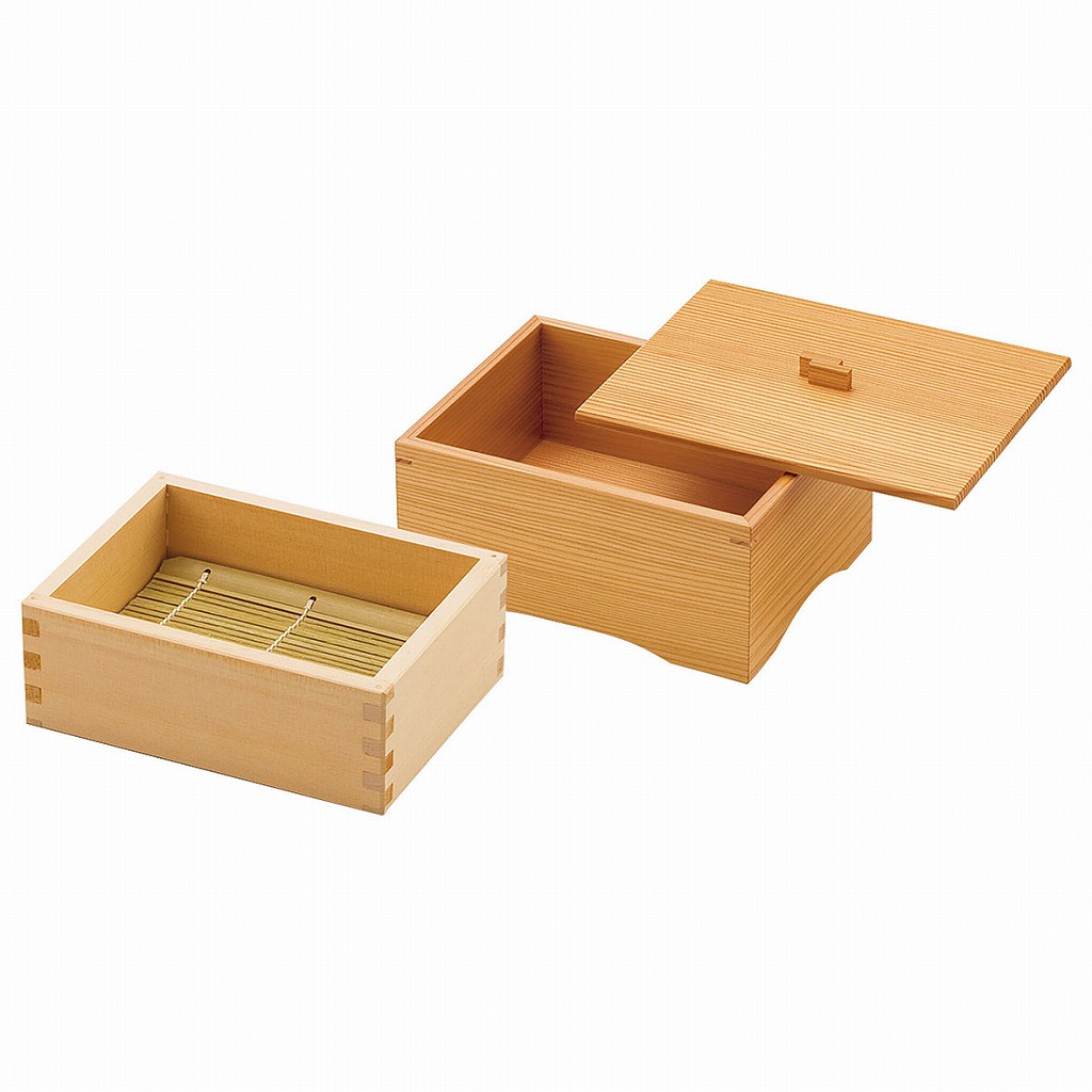 香箱・木曽杉 蒸しｾｲﾛｾｯﾄ [身･蓋のみ:外寸約19.2×15.2×H9.2糎 内寸約17×13×H6.5糎 真ん中(竹ス付):外寸約16.5×12.5×H5.8糎 竹ス:約14.5×10.5糎] | 蒸籠 蒸篭 セイロ 蒸す 蔬菜 中華 肉まん 豚まん 焼売 飲茶 茶碗蒸し せいろ・蒸し器
