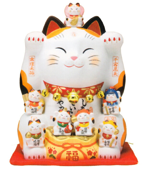 楽天市場】錦彩七福神招き猫（20号）置物 新築 開店 祝い 贈り物 開運