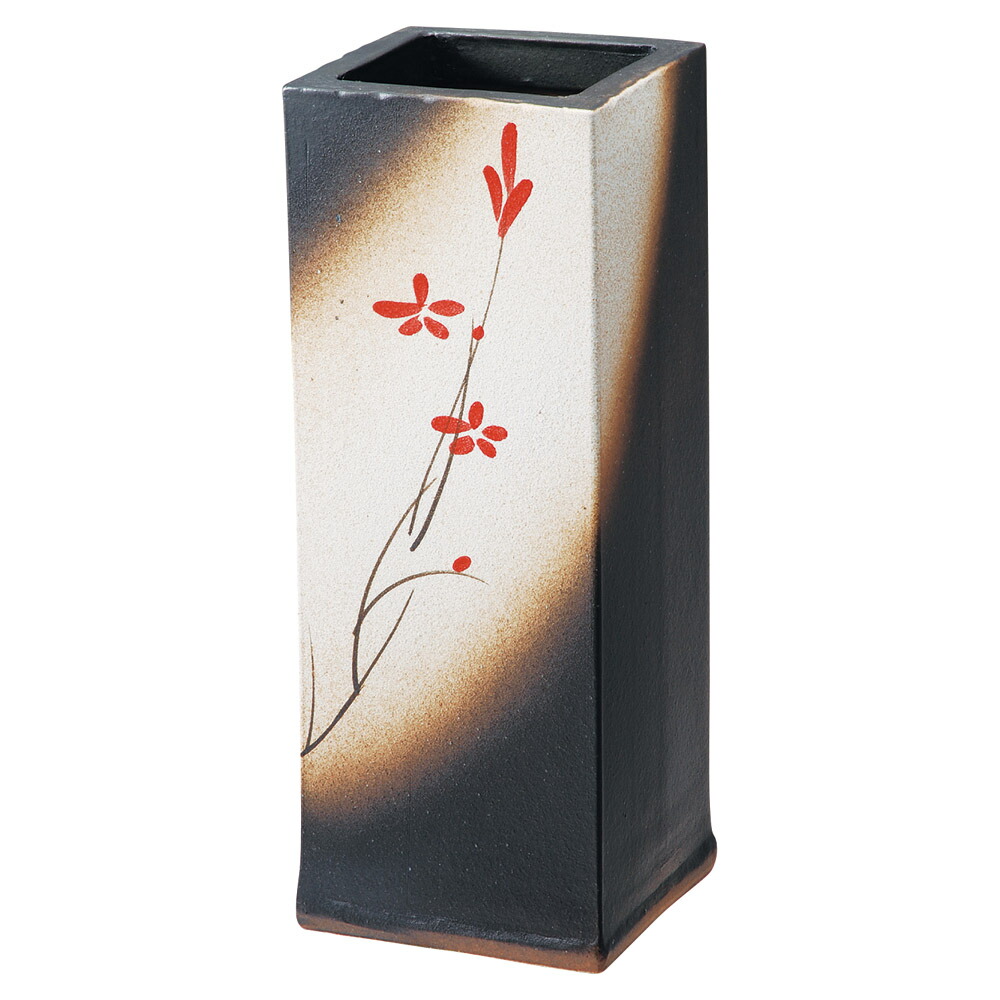 赤絵付角型傘立