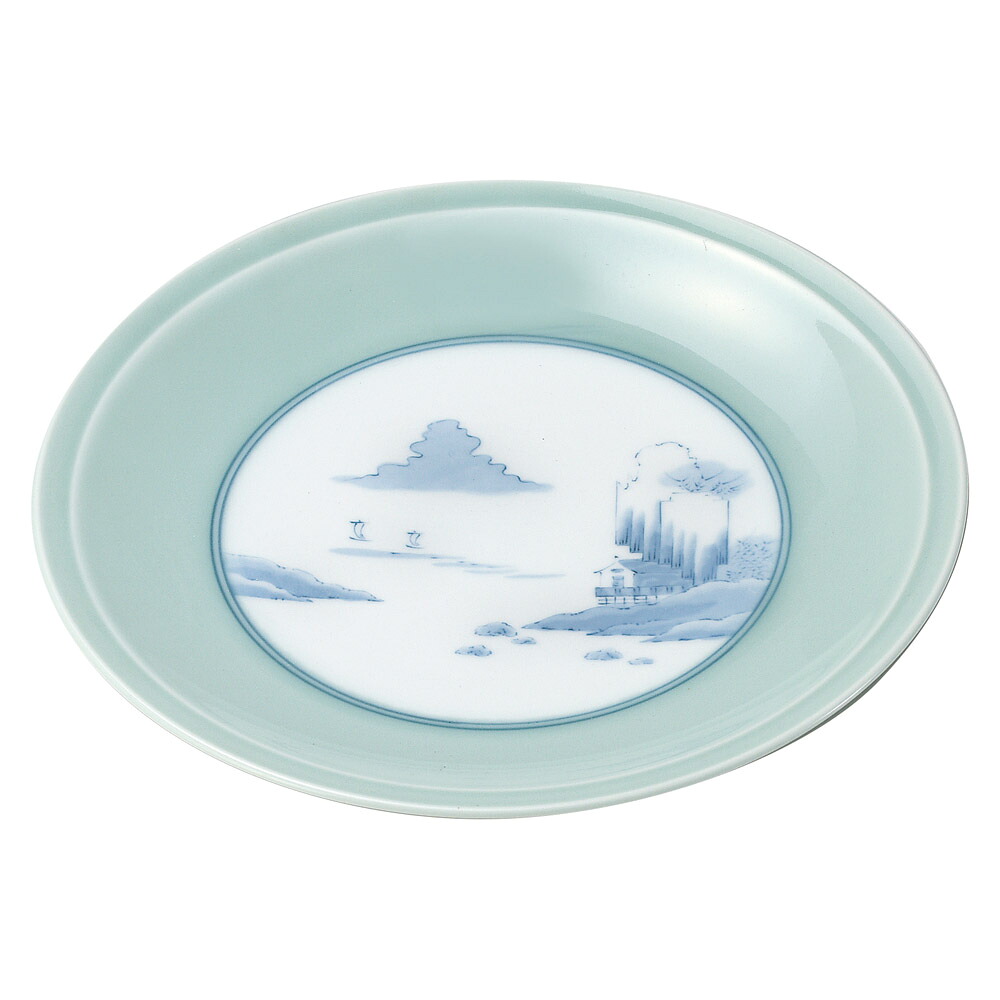 青磁内景観上昇１５号皿（有田焼）