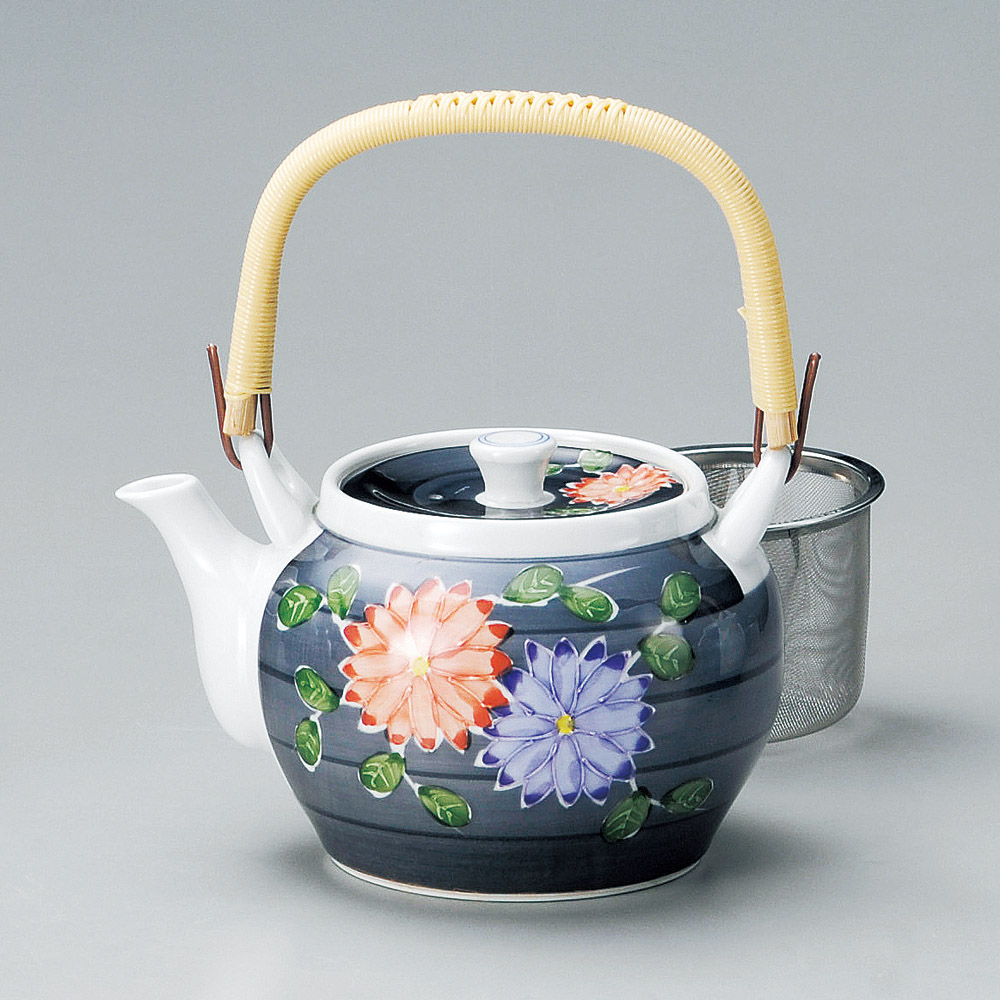 一珍菊絵Ｕ付８号土瓶（有田焼）