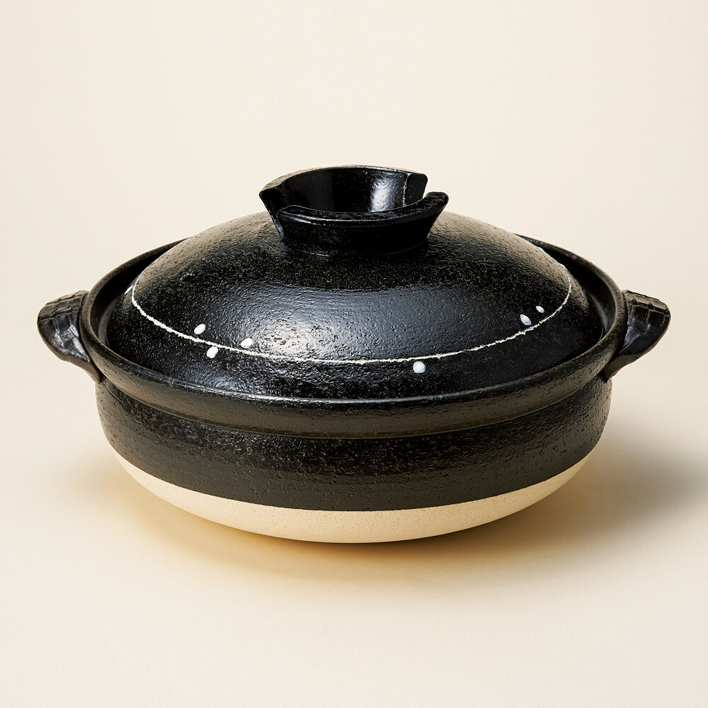 黒釉ライン９号深鍋（萬古焼）