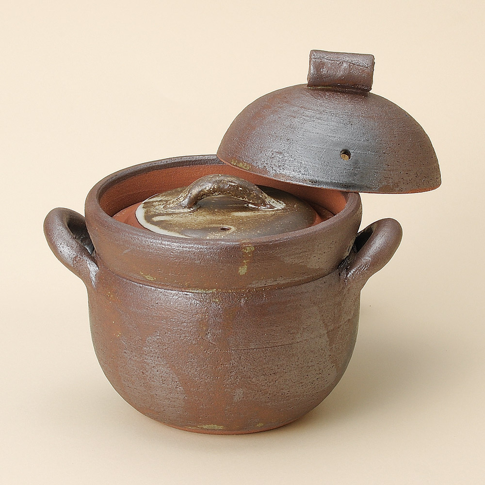南蛮黒吹ご飯鍋２合炊（中蓋付）（萬古焼）｜干支お雛様のせともの市場