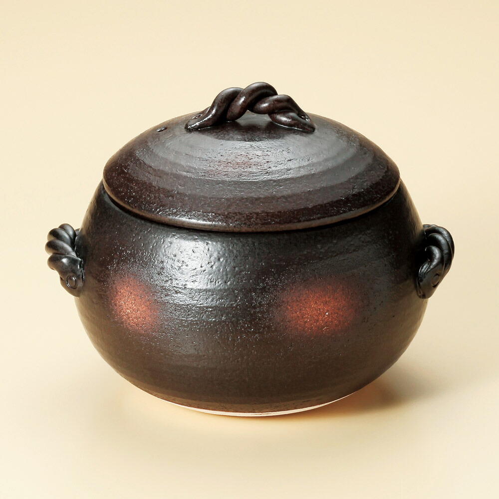 黒丸ごはん鍋（大） ７合炊（萬古焼）