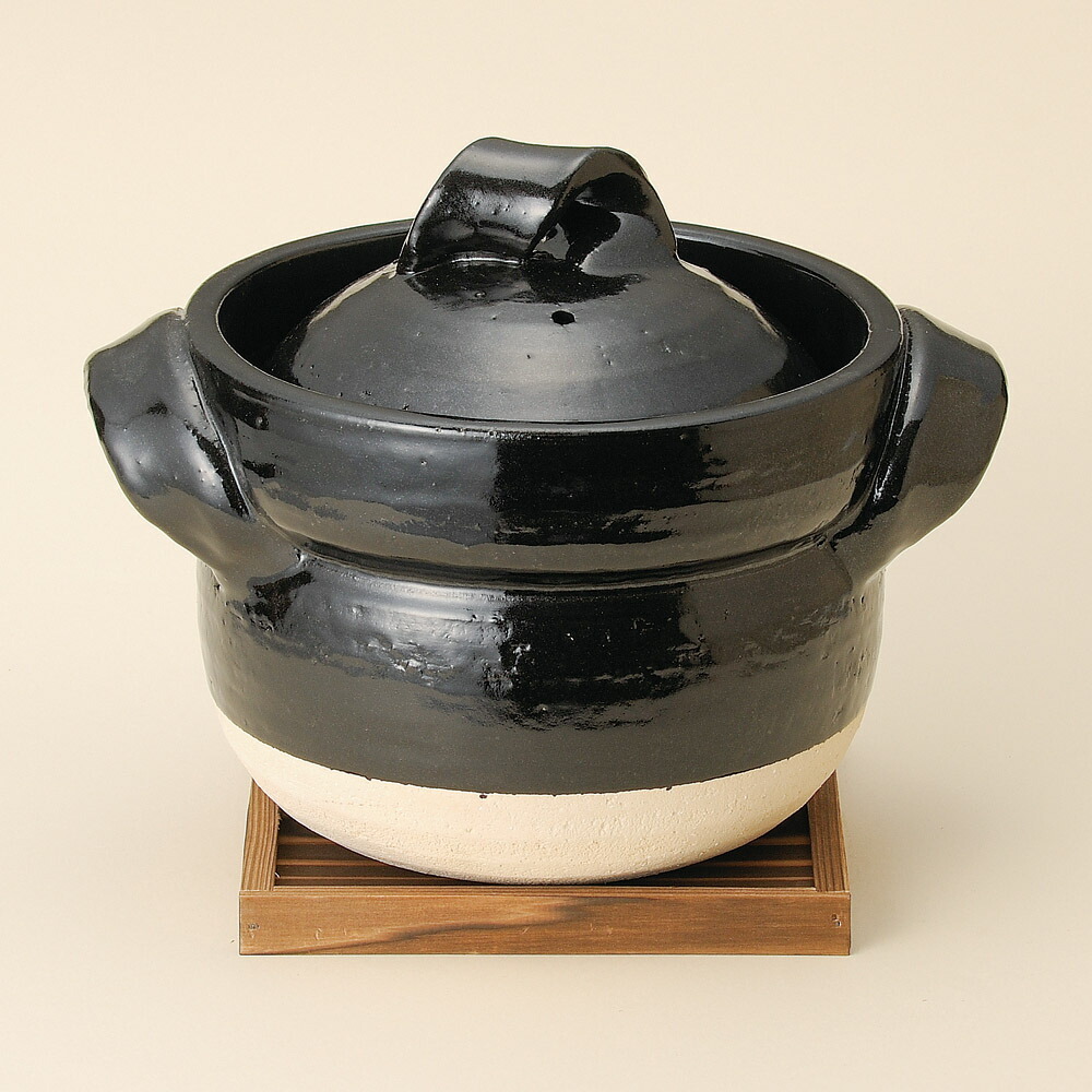 黒釉五合昼ご飯鍋（信楽焼）