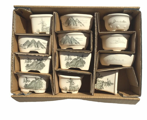 楽天市場】文山 3.5号4点セット 赤絵山水 さつき鉢 箱入 和風 植木鉢