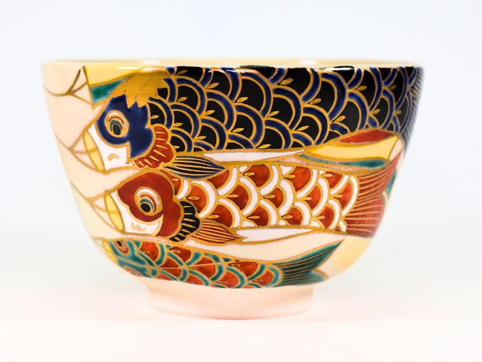 京・清水焼 香菊抹茶碗 彩泳【茶道具 抹茶茶碗  鯉幟  鯉のぼり】