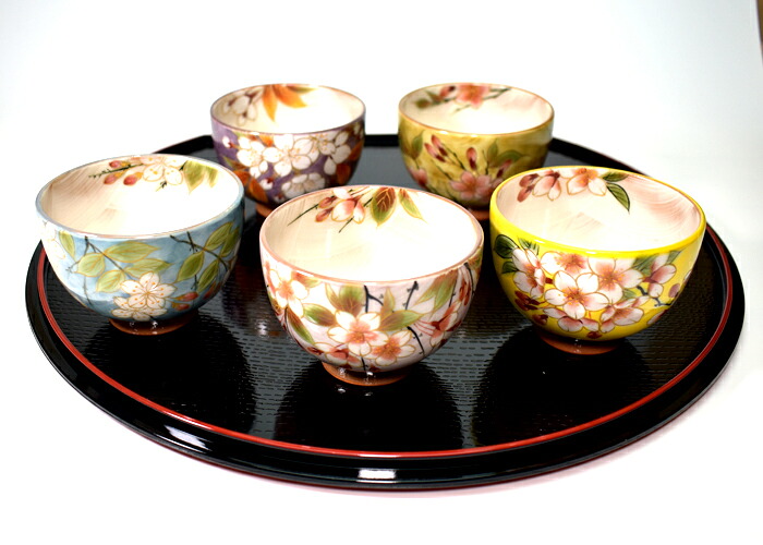 京焼 陶・慴窯 【汲出 湯呑】桜、いついろ 茶の葉呑茶碗
