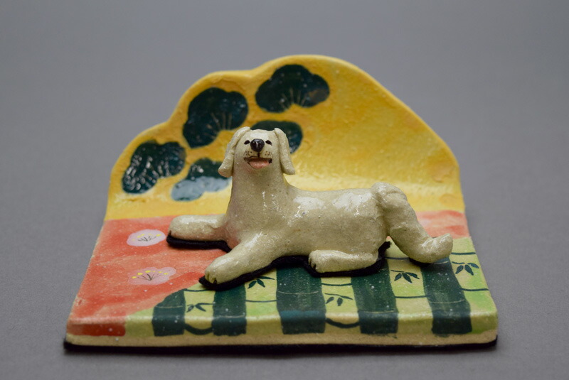 楽天市場】瀬戸焼錦彩招福戌の陶器の置物（親子）【犬、いぬ、イヌ