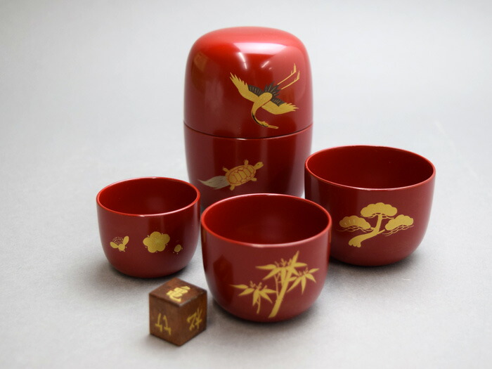 山中漆器 天然木　 逢耒山 宴遊盃 漆塗