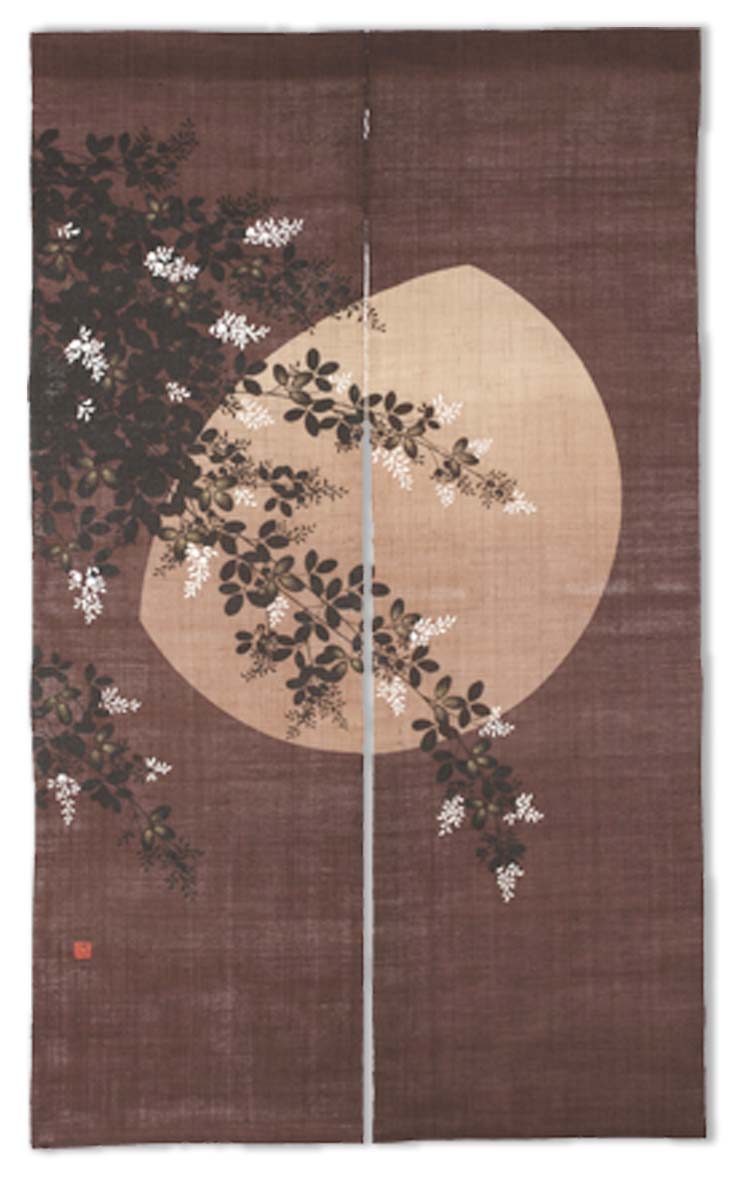 楽天市場】【クーポンOFF】送料無料＜洛柿庵＞手描きのれん「円月の梅