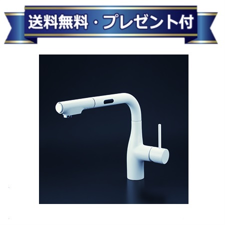 ＼4/30までエントリーで最大10万Pバック／プレゼント付き [KM6111ZDECM4]KVK キッチン水栓 電池タイプ シングルシャワー付混合栓 センサー付 寒冷地用 マットホワイト