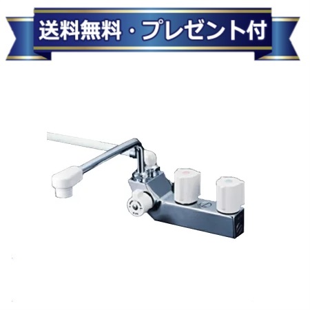 ＼4/30までエントリーで最大10万Pバック／プレゼント付き [KF207N]KVK 水栓金具 デッキ型一時止水付2ハンドルシャワー 左側シャワー 240mmパイプ付〈KF207の後継品〉