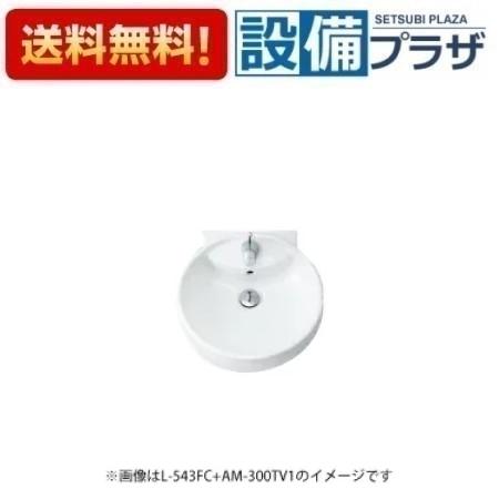 [L-543FC+AM-300TV1+LF-WN7SCFL+空想科学小説-10E+LF-6L]INAX/LIXIL 丸形洗面器 壁掛式施工 自動小銃水栓 AC100V遣りかた 壁水・床水抜き