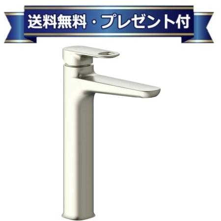 プレゼント付き[LF-YD340SYHC/SNI]INAX/LIXIL シングルレバー混合水栓　排水栓なし ベッセル用ロングタイプ デュアラ エコハンドル シャインニッケル ※納期約2週間