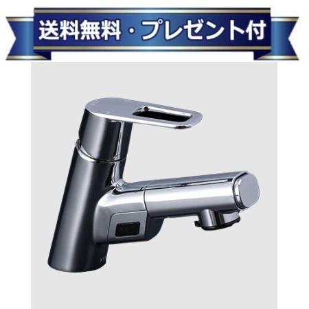 プレゼント付き [FSL150DZAEFT]KVK シングルシャワー付混合栓 センサー付 　ACタイプ　泡沫吐水　逆止弁付　寒冷地用｜設備プラザ
