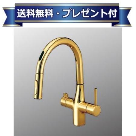 ＼6月制限事項！最大限度100%Pうしろ側／差し上げ物付き添い人[KM6091SCECG]KVK ビルトはたご屋浄水腕っこきシングルシャワー付練りあわせる栓 検知器 金めっき AC印字機