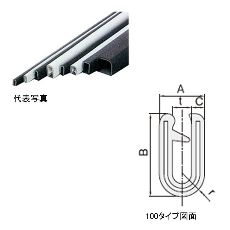 岩田製作所 トリム S100-64-B-5T 基本板厚6.4mm用75M巻 対応板厚5.5～6.4mm 材質：TPE ブラック