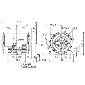 ムライ 単相モーター SC-MR-200W-4P AC100V コンデンサ始動 SC形 開放保護形IP20 脚付