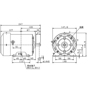 ムライ 単相モーター SPF-MR-200W-4P AC100V 分相始動 SP形 全閉外扇形IP42 脚付