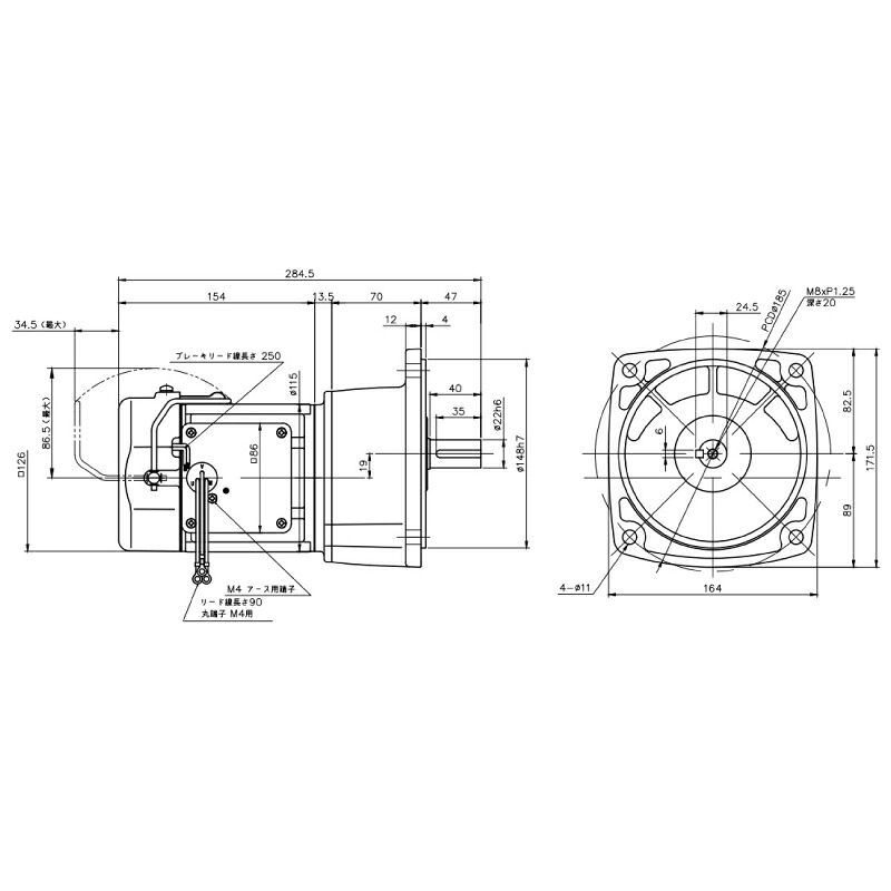 ニッセイ ギヤードモーター G3F22N160-MM01TWJNJ4 平行軸 フランジ打っ付け 0.1kW 減速度比1/160 三相 400V 打ちきり手動解きはなすとり備える付 停留所ボックス席なし