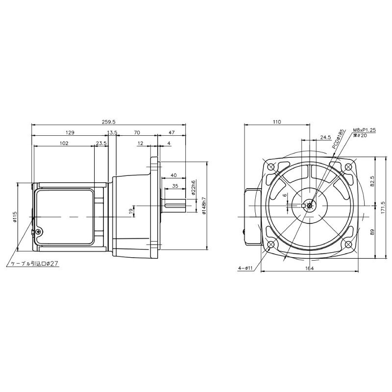 ニッセイ ギヤードモーター G3F22N50-MM02TWNTN 平行軸 フランジ打っ付け 0.2kW 減速度比1/50 三相 400V 打ちきりなし 停留所ボックス席付