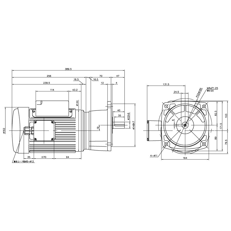 ニッセイ ギヤードモーター G3F22N5-MM04CNJAN 平行軸 フランジ取付 0.4kW 減速比1/5 単相 100V ブレーキ無 A型ターミナルボックス