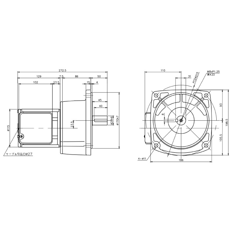 ニッセイ ギヤードモーター G3F28N200-MM02TWNTN 平行軸 フランジ取付 0.2kW 減速比1/200 三相 400V ブレーキなし ターミナルボックス付 35,006円