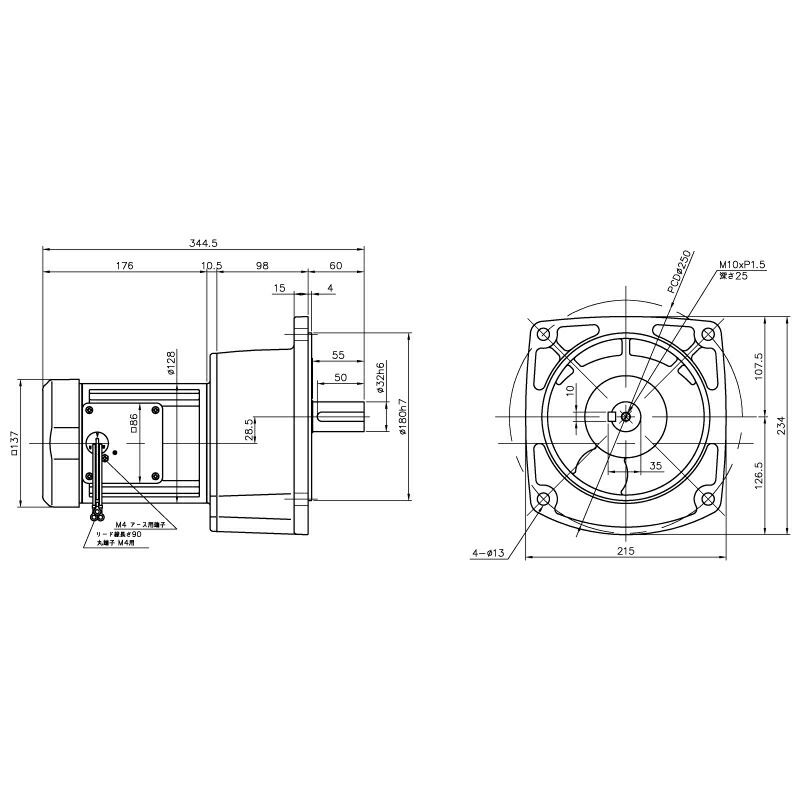 ニッセイ ギヤードモーター G3F32N120-MM04TWJNN 平行軸 フランジ取付 0.4kW 減速比1/120 三相 400V ブレーキなし ターミナルボックスなし
