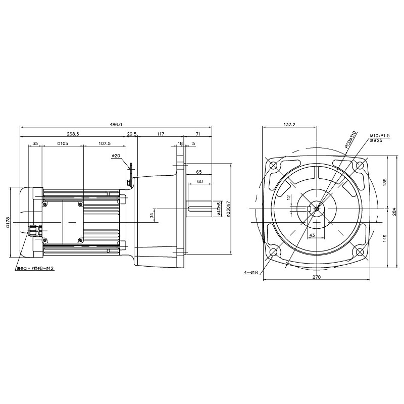 ニッセイ ギヤードモーター G3F40N50-WR15TNNEN 平行軸 フランジ取付 防水 1.5kW 減速比1/50 三相 200V ブレーキ無 E型ターミナルボックス 軸炭素鋼｜設備プロ王国　店