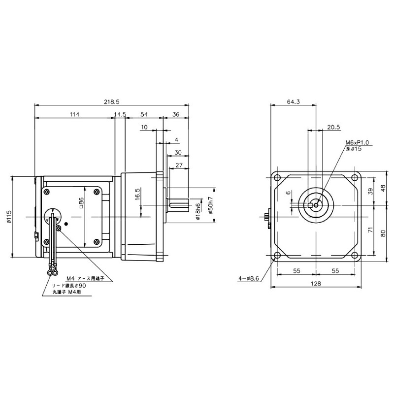 ニッセイ ギヤードモーター G3K18N5-MM01TWJNN 平行軸 小フランジ打っ付け 0.1kW 減速度比1/5 三相 400V 打ちきりなし 停留所ボックス席なし