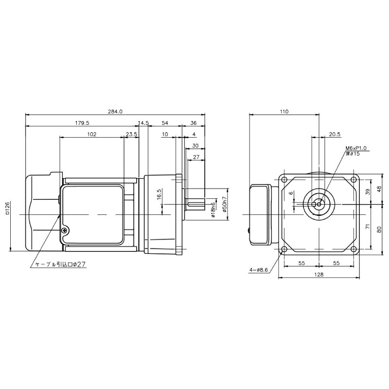 ニッセイ ギヤードモーター G3K18N25-MM02TNNTB2 平行軸 小フランジ取付 0.2kW 減速比1/25 三相 200V 標準ブレーキ付 ターミナルボックス付