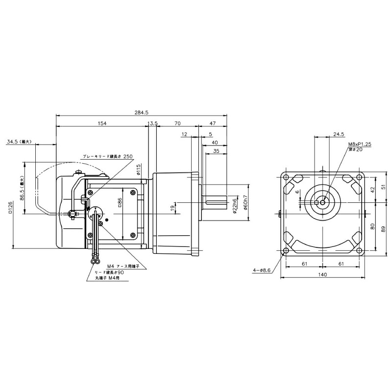 ニッセイ ギヤードモーター G3K22N200-MM01TWJNJ4 平行軸 小フランジ打っ付け 0.1kW 減速度比1/200 三相 400V 打ちきり手動解きはなすとり備える付 停留所ボックス席なし