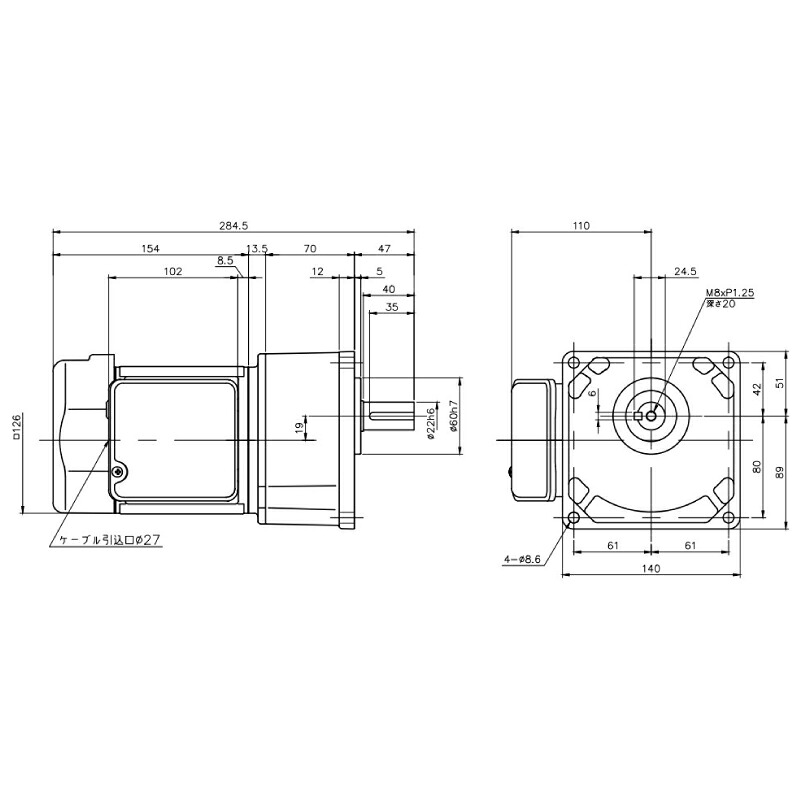 ニッセイ ギヤードモーター G3K22N60-MM01TNNTB2 平行軸 小フランジ取付 0.1kW 減速比1/60 三相 200V 標準ブレーキ付 ターミナルボックス付｜設備プロ王国　店