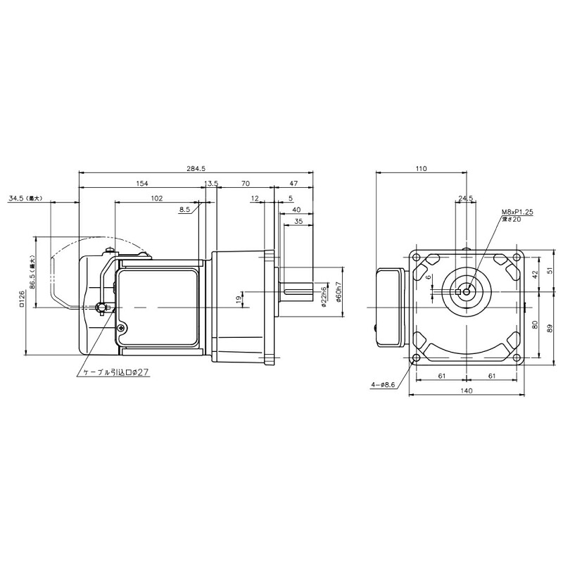 ニッセイ ギヤードモーター G3K22N160-MM01TWNTJ4 平行軸 小フランジ打っ付け 0.1kW 減速度比1/160 三相 400V 打ちきり手動解きはなすとり備える付 停留所ボックス席付