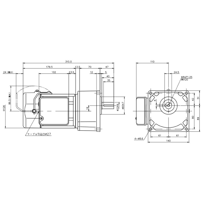 ニッセイ ギヤードモーター G3K22N60-MM02TWNTJ4 平行軸 小フランジ打っ付け 0.2kW 減速度比1/60 三相 400V 打ちきり手動解きはなすとり備える付 停留所ボックス席付