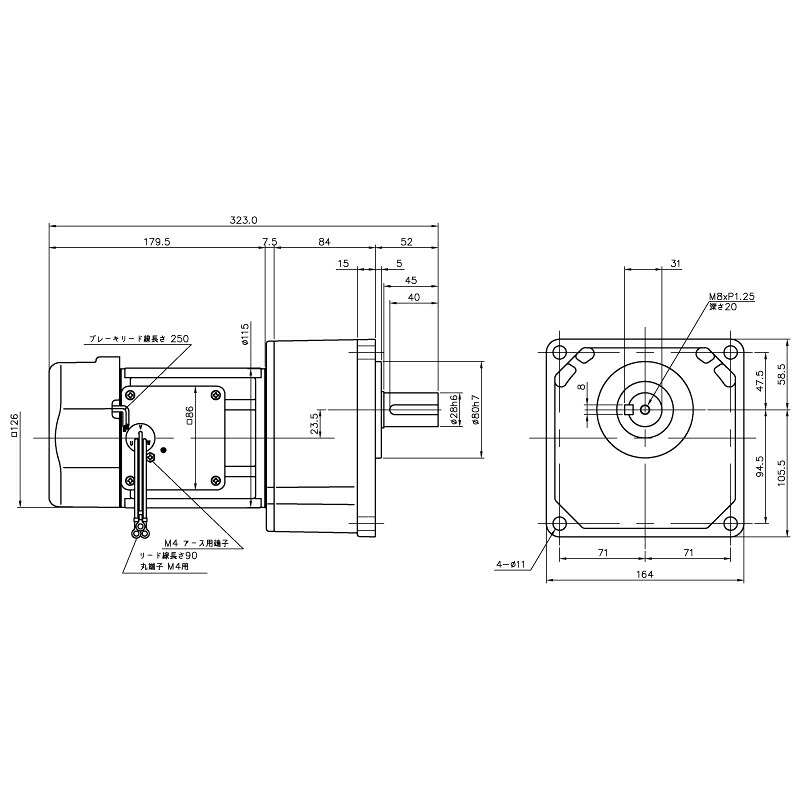 ニッセイ ギヤードモーター G3K28N120-MM02TNNNB2 平行軸 小フランジ打っ付け 0.2kW 減速度比1/120 三相 200V 判定基準打ちきり付 停留所ボックス席なし